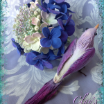 青紫陽花と鳥